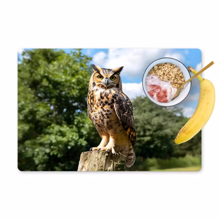 Uil - Boomstronk - Bos - Lucht Placemat vinyl groot -zzzproduct_Kitchenyeah-website