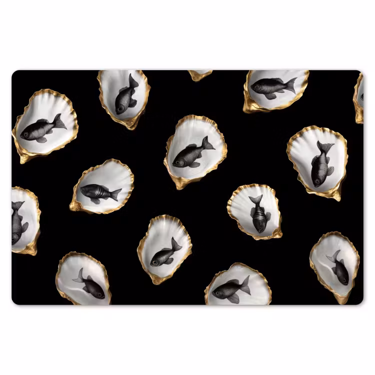 Oesters - Zwart - Vissen - Goud Placemat vinyl groot -zzsfeer1_Kitchenyeah-website