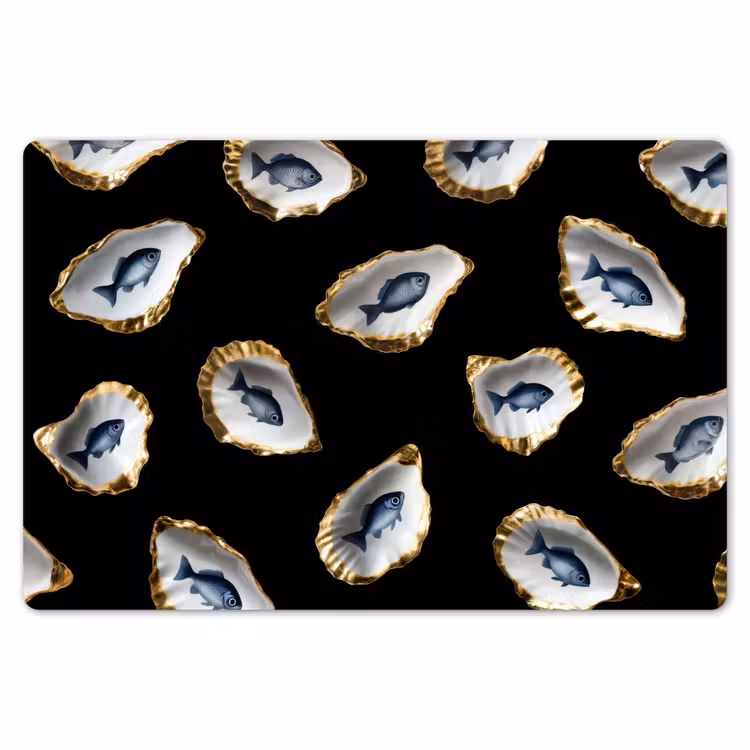 Oesters - Vissen - Blauw - Goud Placemat vinyl groot -zzsfeer1_Kitchenyeah-website
