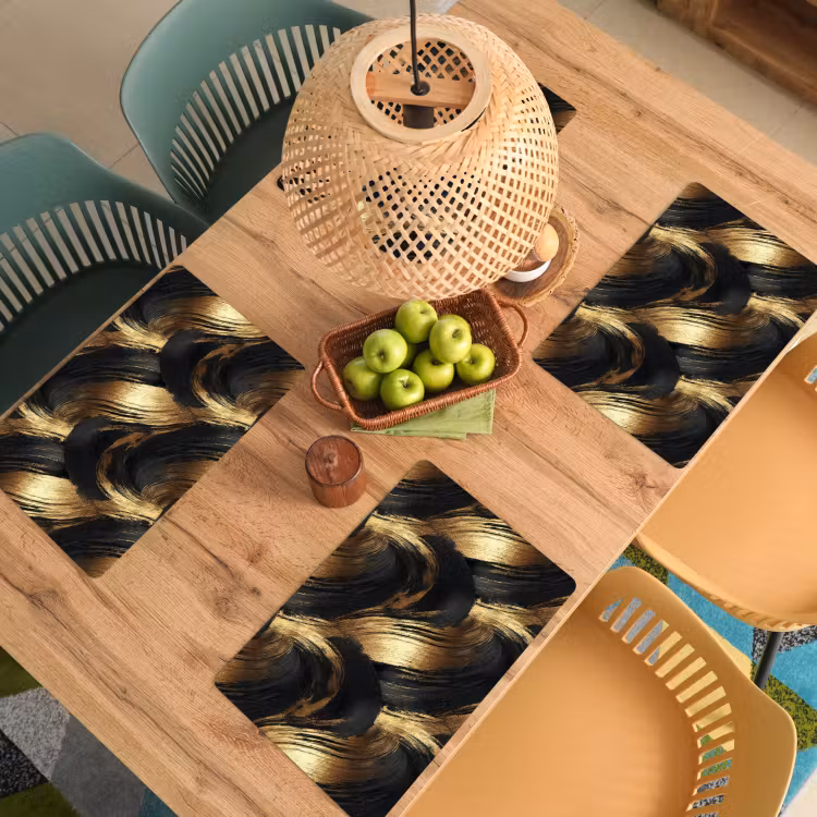 Verfstreken - Abstract - Goud - Zwart Placemat vinyl groot 368 -zzsfeer5_Kitchenyeah-website