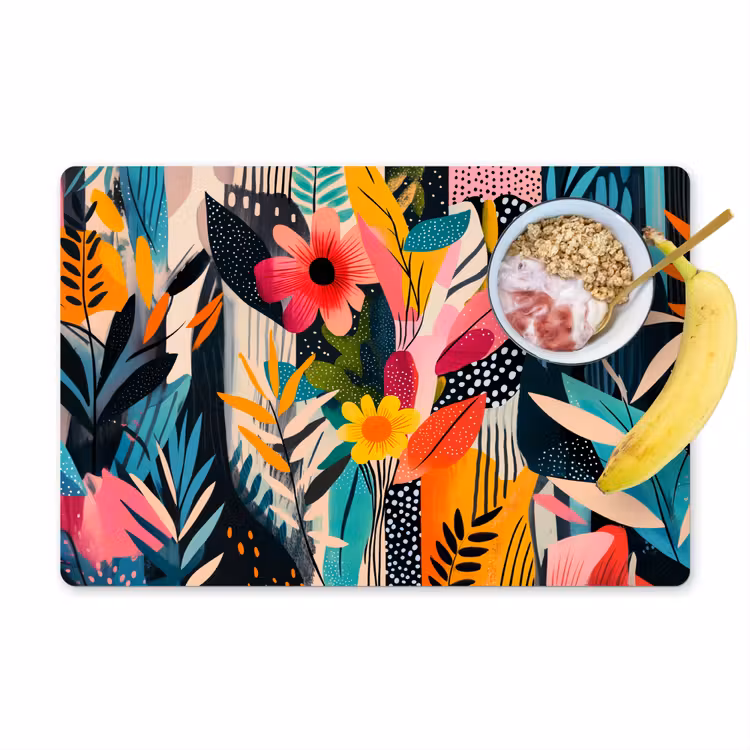 Schilderij - Abstract - Bloemen - Roze Placemat vinyl groot -zzzproduct_Kitchenyeah-website