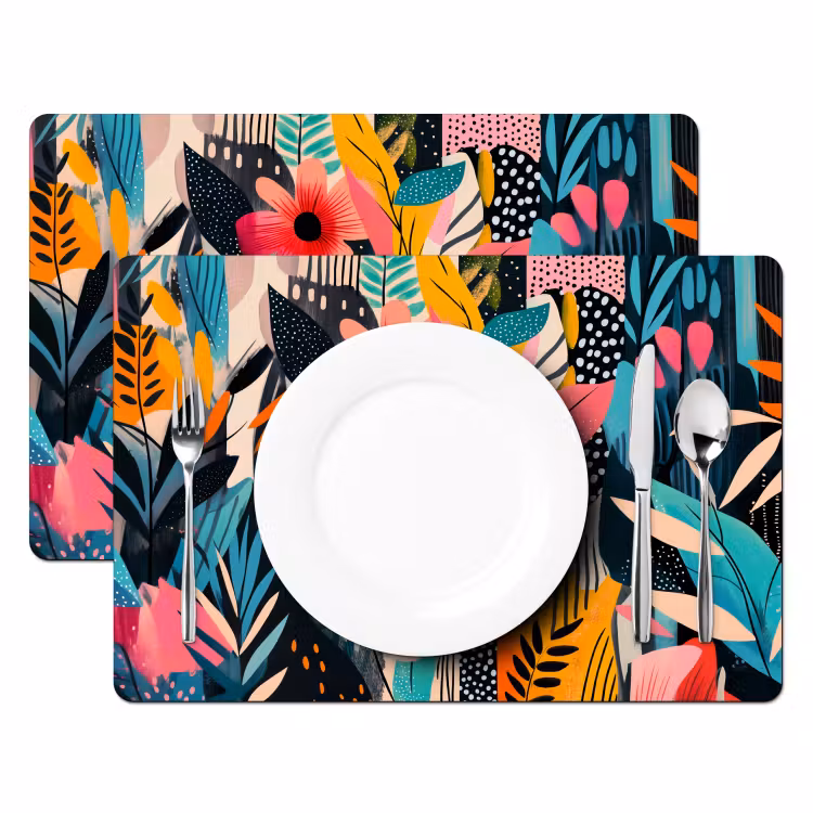 Schilderij - Abstract - Bloemen - Roze Placemat vinyl groot -zzsfeer2_Kitchenyeah-website
