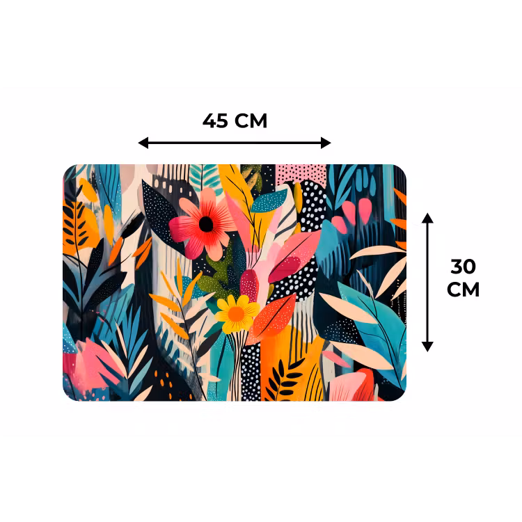 Schilderij - Abstract - Bloemen - Roze Placemat vinyl groot -specs