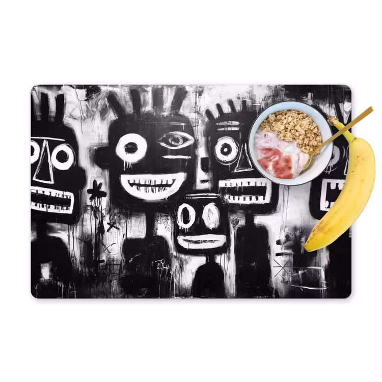 Schilderij - Figuren - Zwart - Abstract Placemat vinyl groot -zzzproduct_Kitchenyeah-website