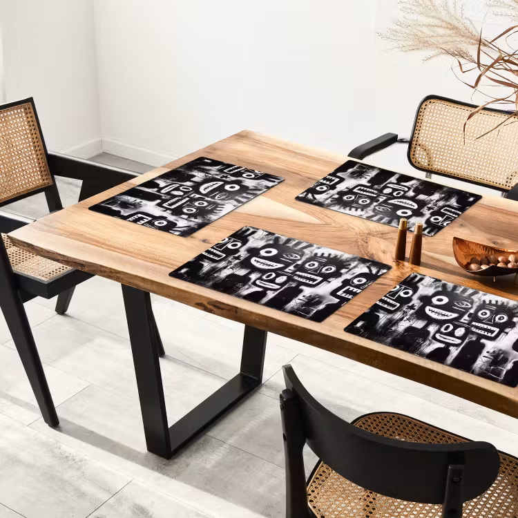 Schilderij - Figuren - Zwart - Abstract Placemat vinyl groot -zzsfeer4_Kitchenyeah-website