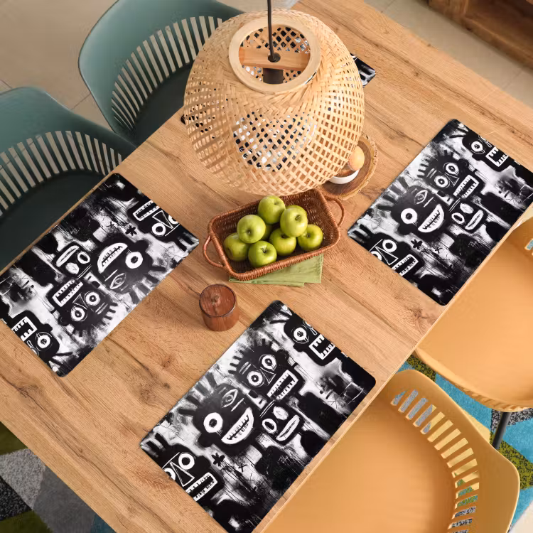 Schilderij - Figuren - Zwart - Abstract Placemat vinyl groot -zzsfeer5_Kitchenyeah-website