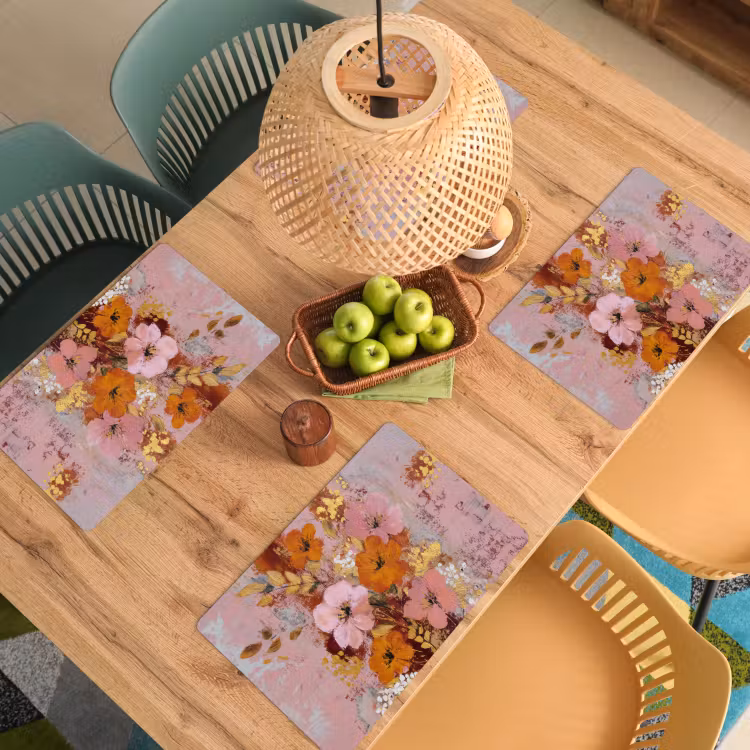 Schilderij - Bloemen - Rustiek - Roze Placemat vinyl groot -zzsfeer5_Kitchenyeah-website