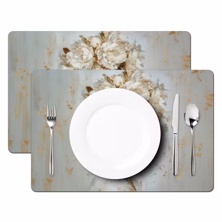Schilderij - Vrouw - Zonnebril - Bloemenkrans Placemat vinyl groot -zzsfeer2_Kitchenyeah-website