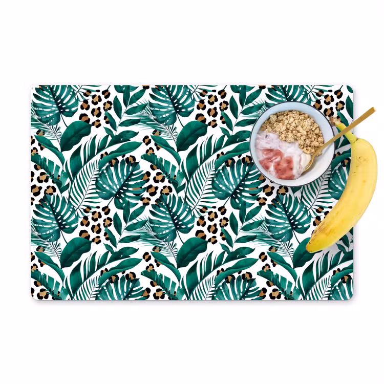 Palmblad - Panterprint - Tropical Placemat vinyl groot -zzzproduct_Kitchenyeah-website
