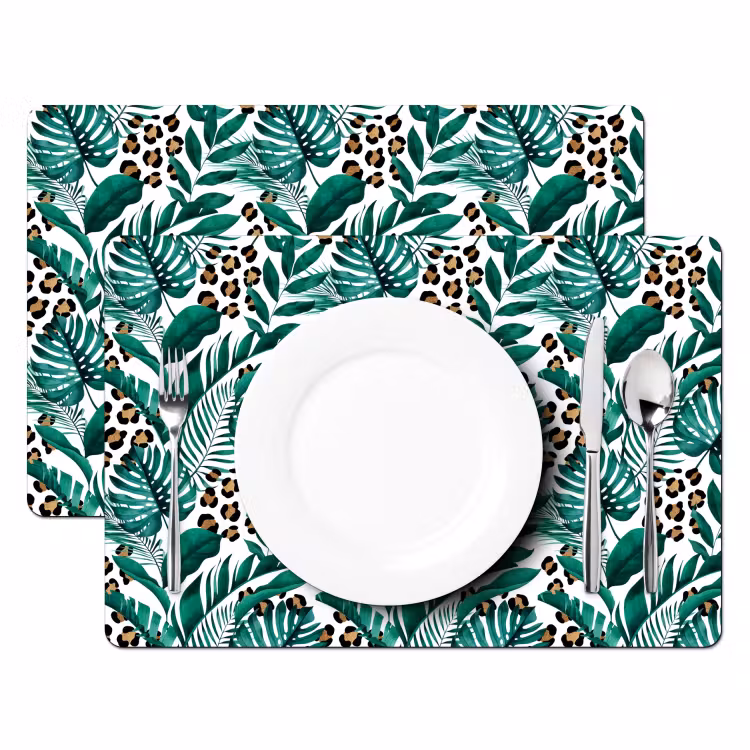 Palmblad - Panterprint - Tropical Placemat vinyl groot -zzsfeer2_Kitchenyeah-website