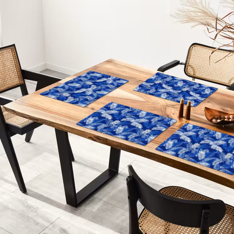 Palmblad - Patroon - Blauw Placemat vinyl groot 368 -zzsfeer4_Kitchenyeah-website
