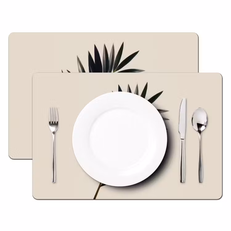 Palmblad - Subtiel - Groen - beige Placemat vinyl groot -zzsfeer2_Kitchenyeah-website