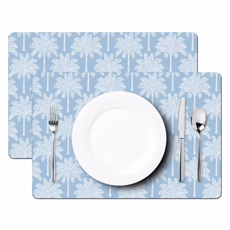 Palmboom - Modern - Blauw Placemat vinyl groot 368 -zzsfeer2_Kitchenyeah-website