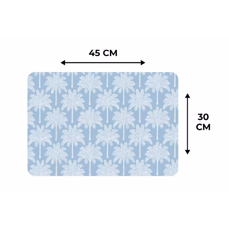 Palmboom - Modern - Blauw Placemat vinyl groot 368 -specs