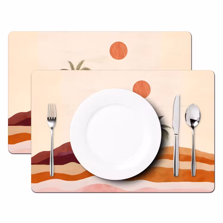 Palmbomen - Abstract - Zon - Heuvels Placemat vinyl groot -zzsfeer2_Kitchenyeah-website