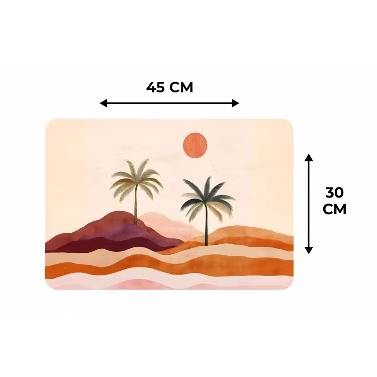 Palmbomen - Abstract - Zon - Heuvels Placemat vinyl groot -specs