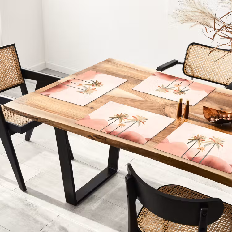Palmbomen - Heuvels - Minimalistisch - Zachtroze Placemat vinyl groot -zzsfeer4_Kitchenyeah-website