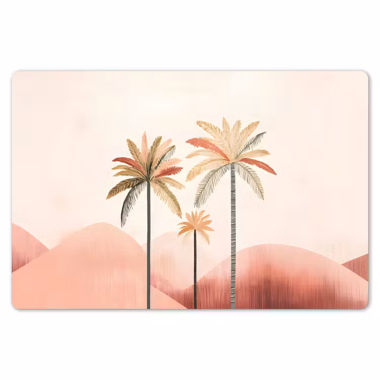 Palmbomen - Heuvels - Minimalistisch - Zachtroze Placemat vinyl groot -zzsfeer1_Kitchenyeah-website