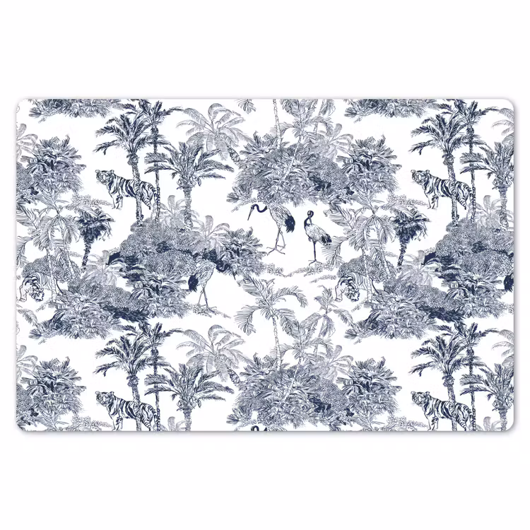 Palmbomen - Jungle - Abstract - Blauw Placemat vinyl groot 368 -zzsfeer1_Kitchenyeah-website