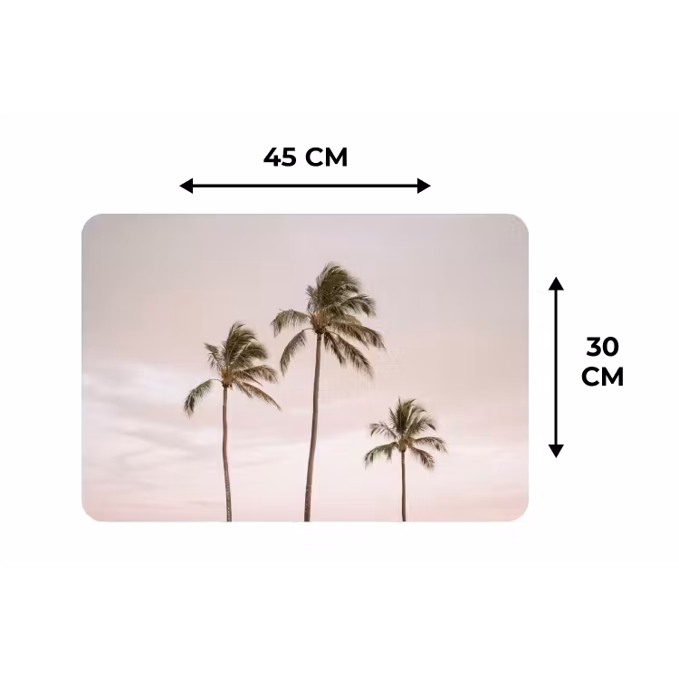 Palmbomen - Zonsondergang - Roze Placemat vinyl groot -specs