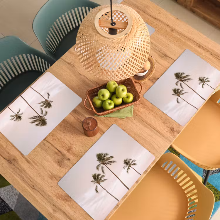 Palmbomen - Zonsondergang - Roze Placemat vinyl groot -zzsfeer5_Kitchenyeah-website