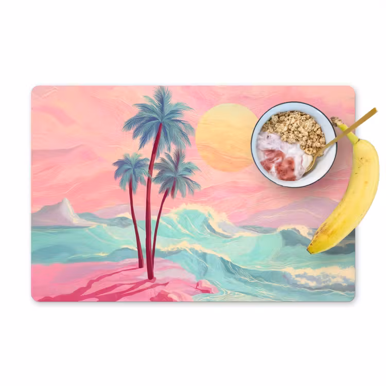 Palmbomen - Golven - Zee Placemat vinyl groot -zzzproduct_Kitchenyeah-website