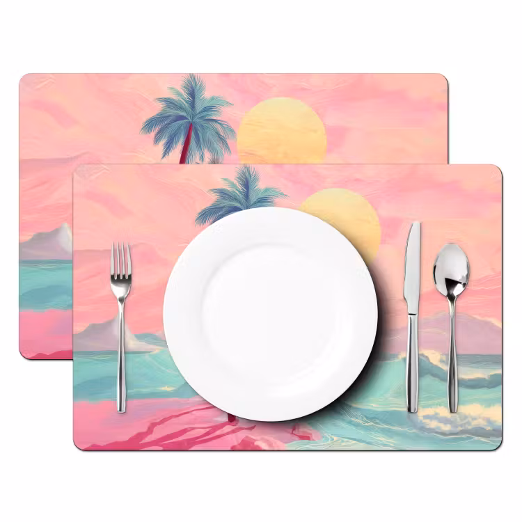 Palmbomen - Golven - Zee Placemat vinyl groot -zzsfeer2_Kitchenyeah-website