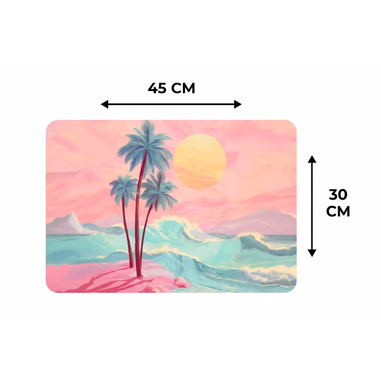 Palmbomen - Golven - Zee Placemat vinyl groot -specs