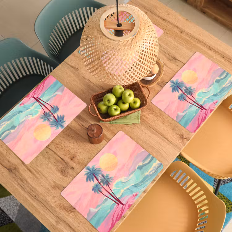 Palmbomen - Golven - Zee Placemat vinyl groot -zzsfeer5_Kitchenyeah-website
