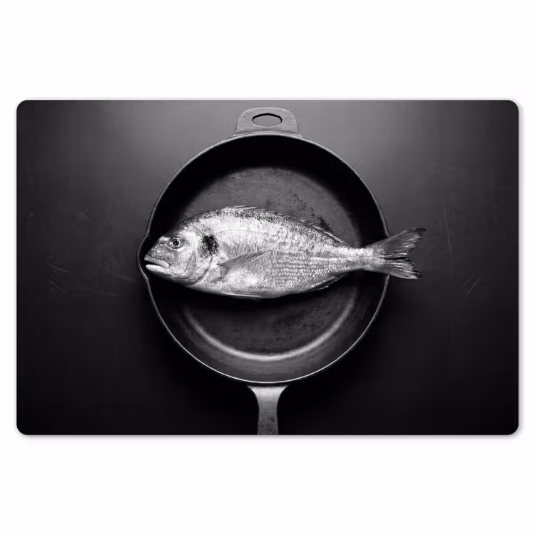 Pan - Vis - Zwart - Wit Placemat vinyl groot -zzsfeer1_Kitchenyeah-website