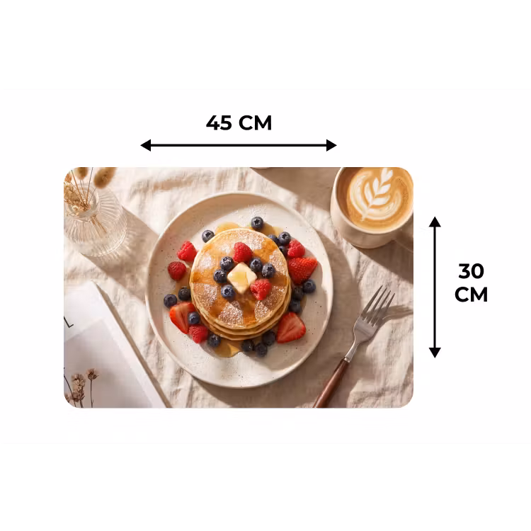 Pannenkoeken - Bessen - Ontbijt - Modern - Beige Placemat vinyl groot -specs
