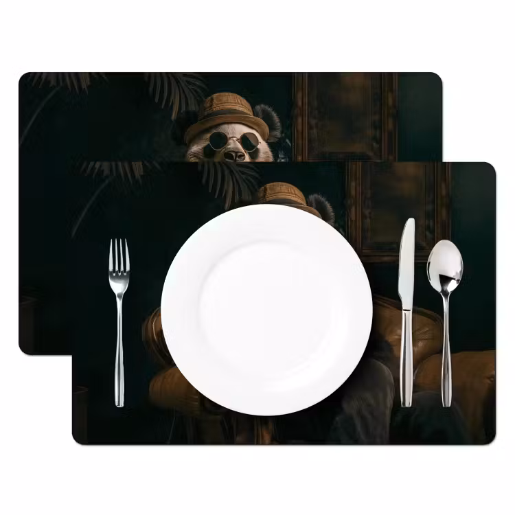 Panda - Hoed - Bril - Pak Placemat vinyl groot -zzsfeer2_Kitchenyeah-website