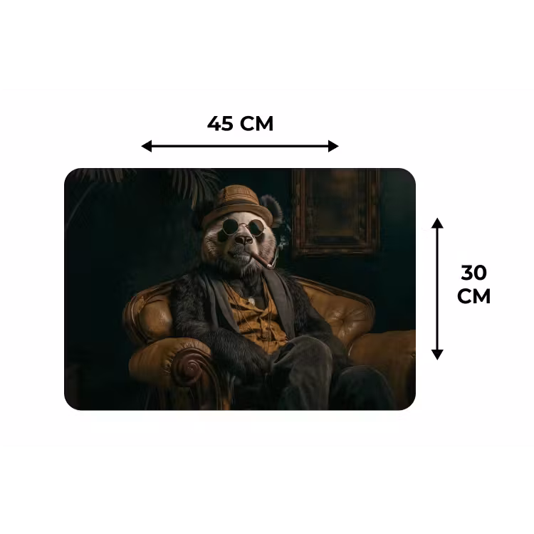 Panda - Hoed - Bril - Pak Placemat vinyl groot -specs