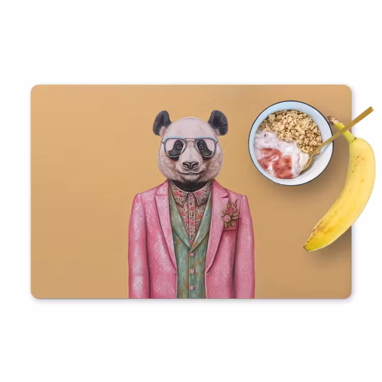 Panda - Pak - Zonnebril - Blauw Placemat vinyl groot -zzzproduct_Kitchenyeah-website
