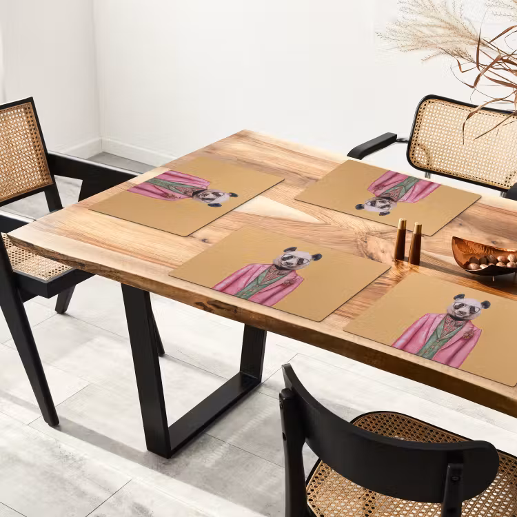 Panda - Pak - Zonnebril - Blauw Placemat vinyl groot -zzsfeer4_Kitchenyeah-website