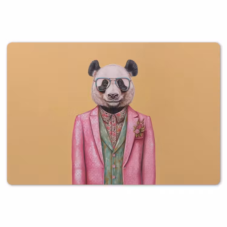 Panda - Pak - Zonnebril - Blauw Placemat vinyl groot -zzsfeer1_Kitchenyeah-website