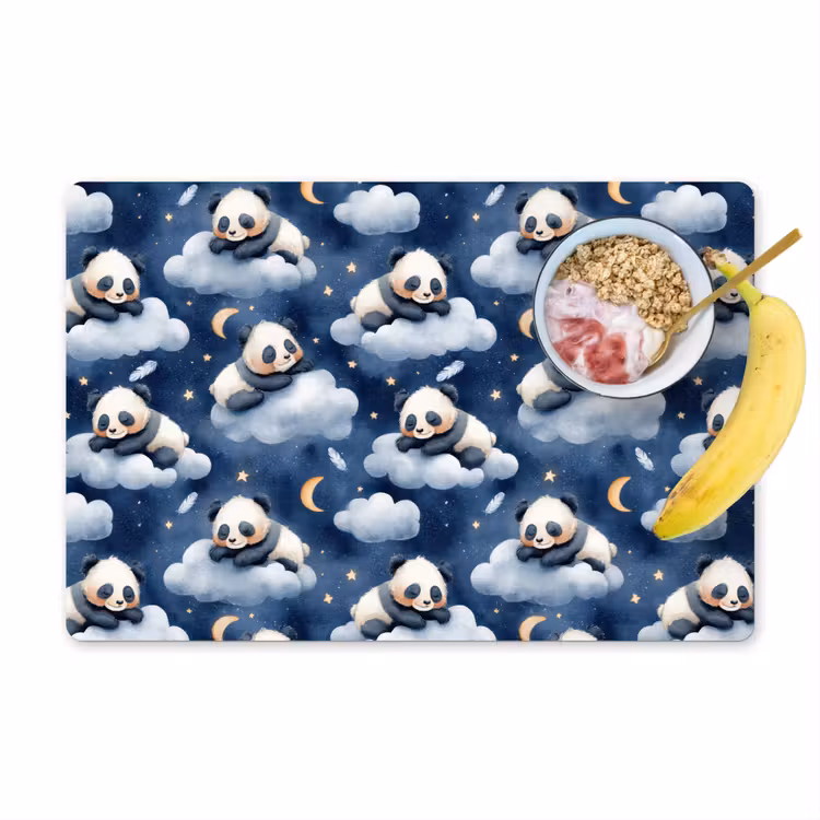 Panda's - Slapen - Blauw Placemat vinyl groot 368 -zzzproduct_Kitchenyeah-website
