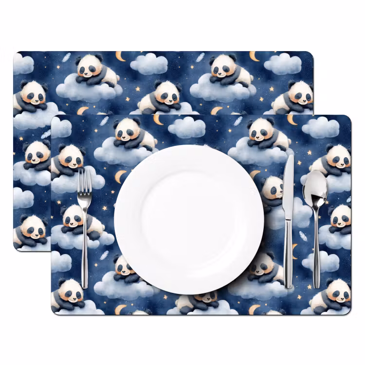 Panda's - Slapen - Blauw Placemat vinyl groot 368 -zzsfeer2_Kitchenyeah-website