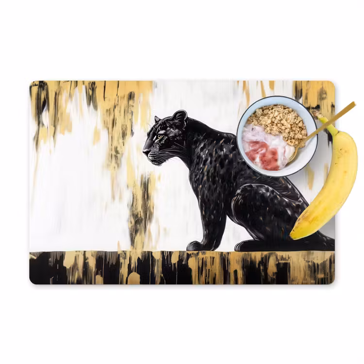 Panter - Zwart - Abstract - Goud Placemat vinyl groot -zzzproduct_Kitchenyeah-website