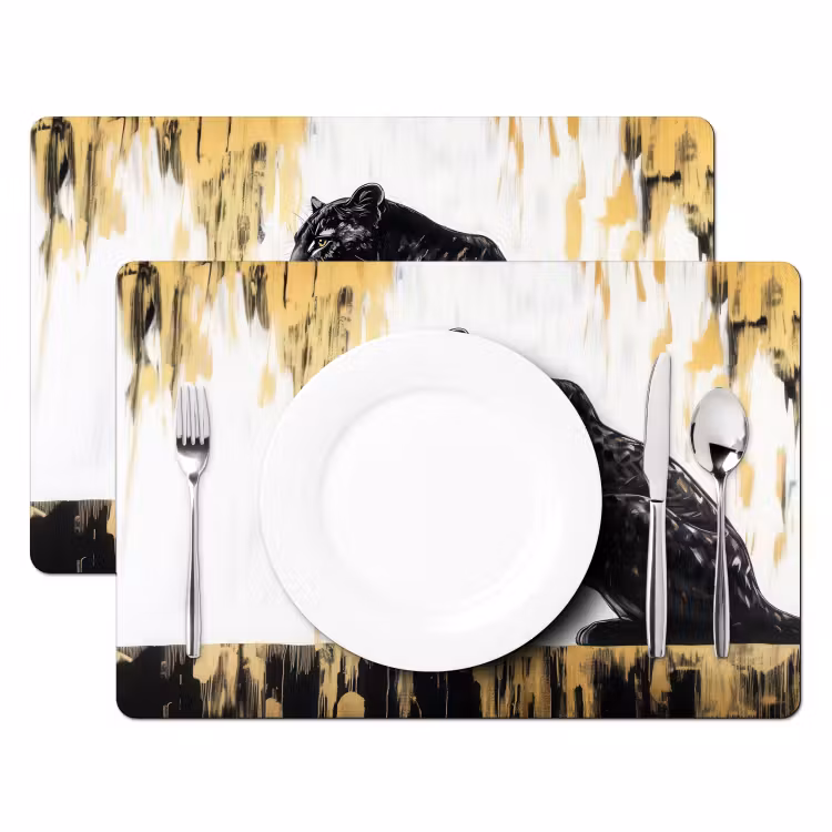 Panter - Zwart - Abstract - Goud Placemat vinyl groot -zzsfeer2_Kitchenyeah-website