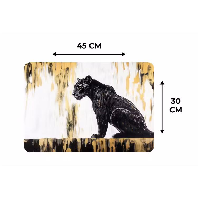 Panter - Zwart - Abstract - Goud Placemat vinyl groot -specs