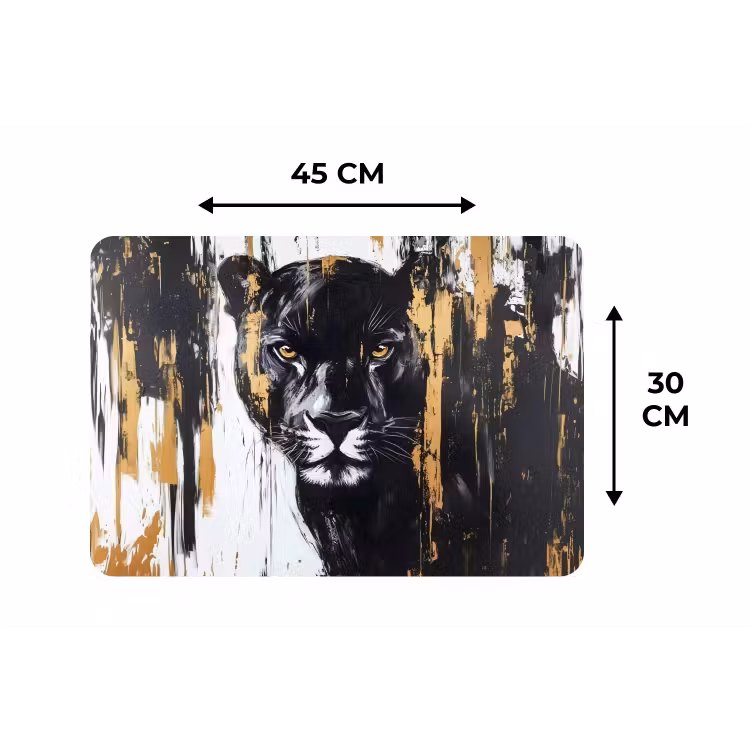 Panter - Zwart - Abstract - Verfstreken Placemat vinyl groot -specs