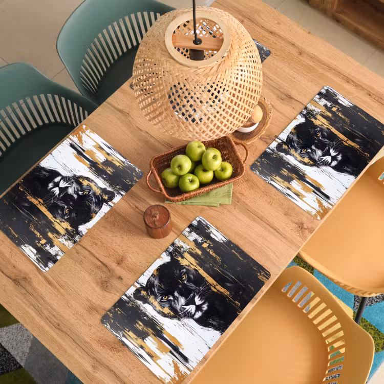 Panter - Zwart - Abstract - Verfstreken Placemat vinyl groot -zzsfeer5_Kitchenyeah-website