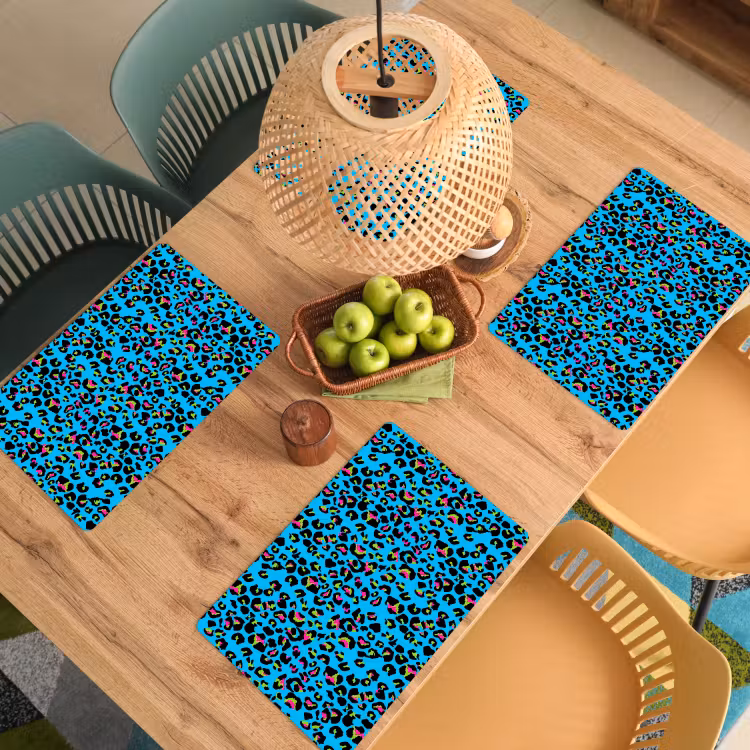 Panter - Blauw - Neon Placemat vinyl groot 368 -zzsfeer5_Kitchenyeah-website
