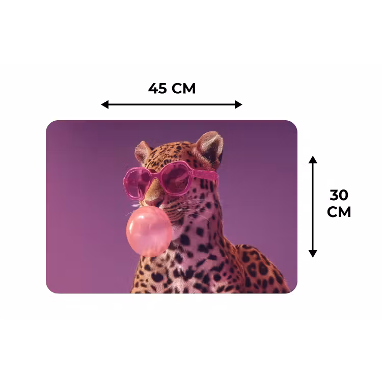 Panter - Zonnebril - Kauwgombel - Roze Placemat vinyl groot -specs