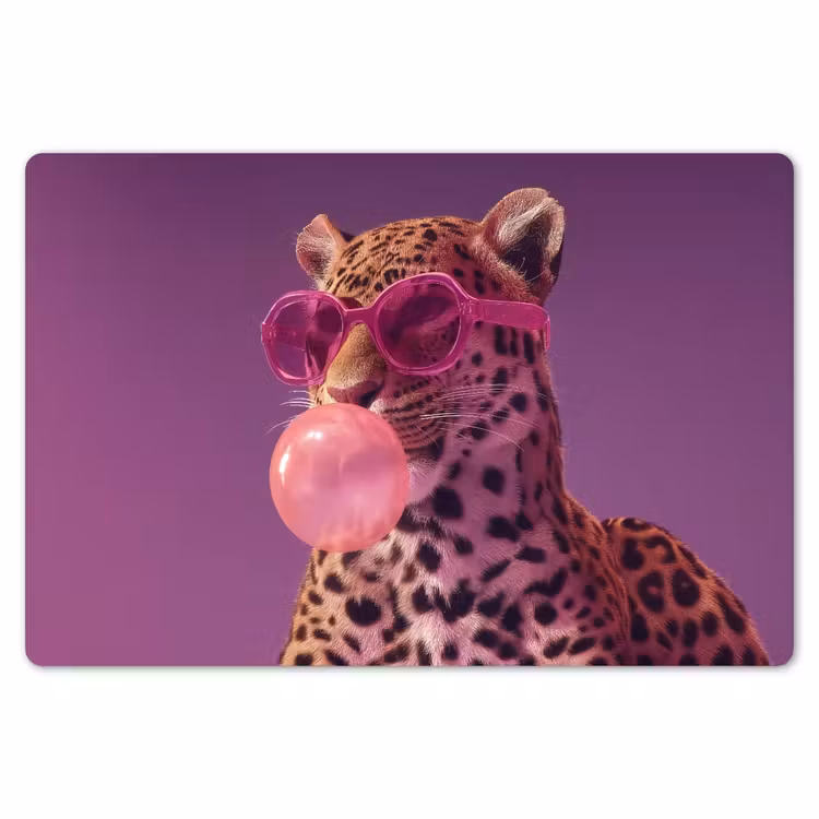 Panter - Zonnebril - Kauwgombel - Roze Placemat vinyl groot -zzsfeer1_Kitchenyeah-website