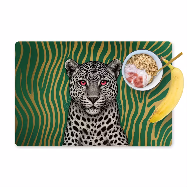 Panter - Zebrapatroon - Groen Placemat vinyl groot -zzzproduct_Kitchenyeah-website