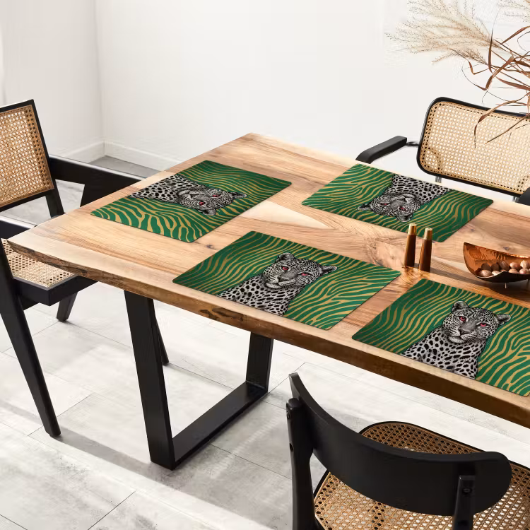 Panter - Zebrapatroon - Groen Placemat vinyl groot -zzsfeer4_Kitchenyeah-website