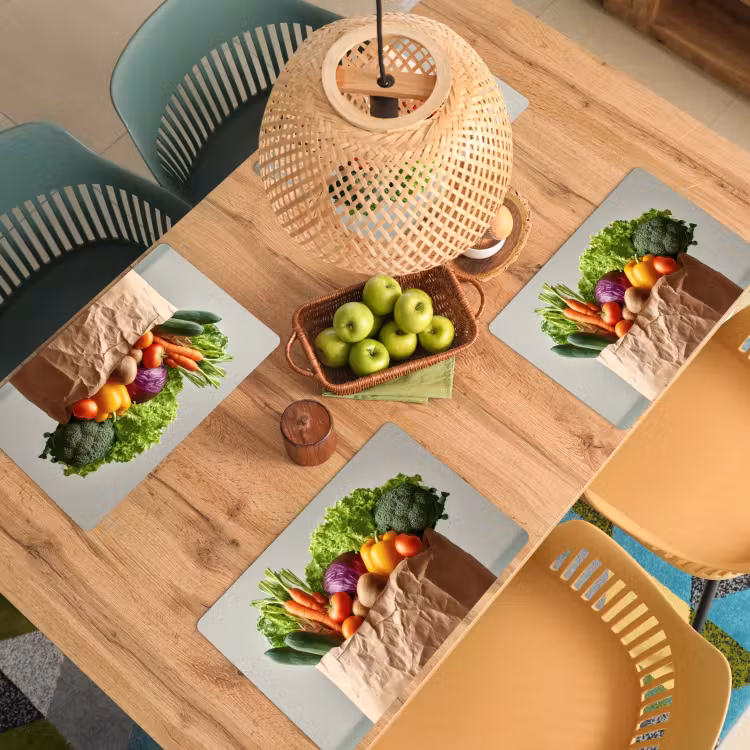 Papieren - Boodschappen - Groente - Kleurrijk Placemat vinyl groot -zzsfeer5_Kitchenyeah-website