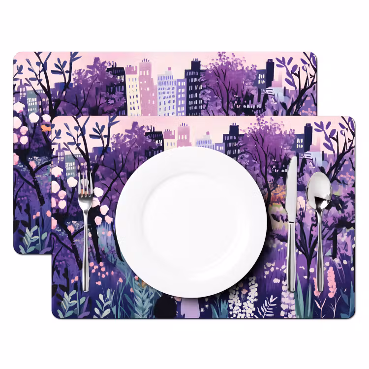 Park - Bomen - Bloemen - Gebouwen Placemat vinyl groot -zzsfeer2_Kitchenyeah-website